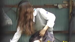 Japanese teen babe pisses